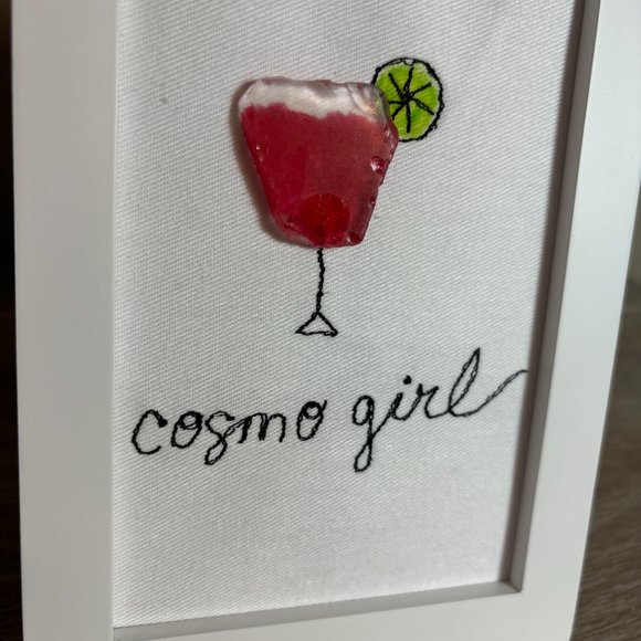Cosmo Girl Embroidered Art with Sea Glass - Picture 3 of 4
